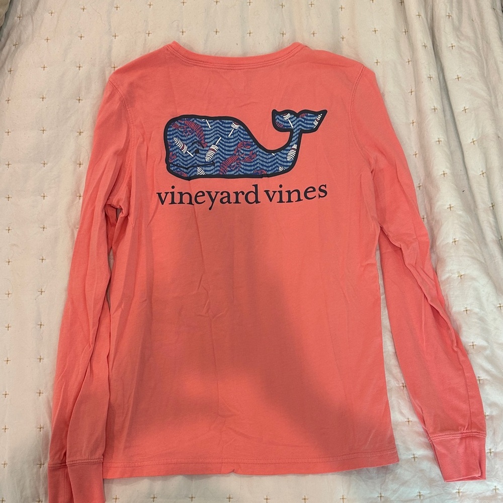 Vineyard Vines Coral Long-Sleeve Whale Graphic Tee